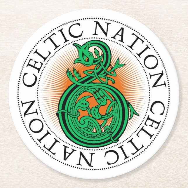 St Patricks Day Celtic Knot Party Round Paper Coaster (Front)