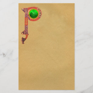ST PATRICK'S DAY CELTIC P MONOGRAM  WITH SHAMROCK STATIONERY