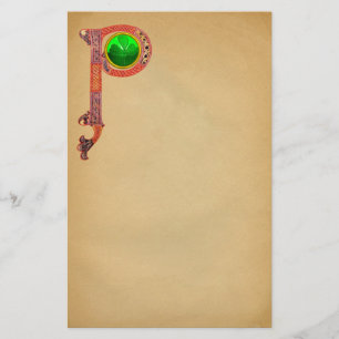 ST PATRICK'S DAY CELTIC P MONOGRAM  WITH SHAMROCK STATIONERY