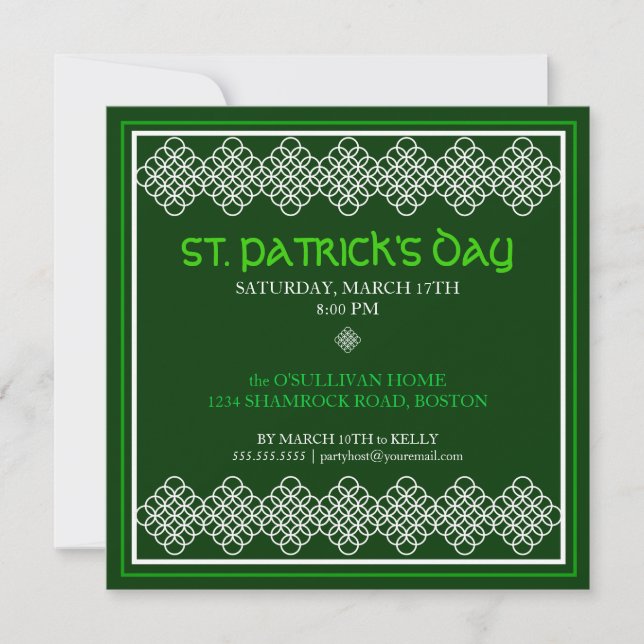 St. Patricks Day Celtic Pattern Party Invitation (Front)
