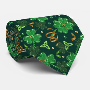 St Patricks day Celtic Triskele Trefoil Shamrock Tie