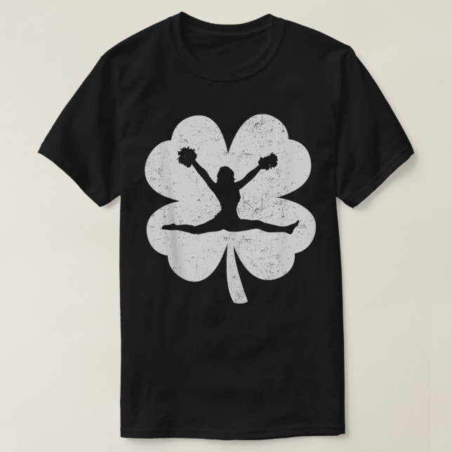 St Patricks Day Cheerleader Irish Shamrock Cheerle T-Shirt (Design Front)
