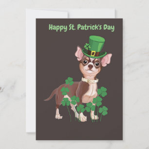 St. Patrick's Day Chihuahua puppy flat card