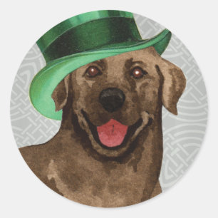 St. Patrick's Day Chocolate Lab Classic Round Sticker