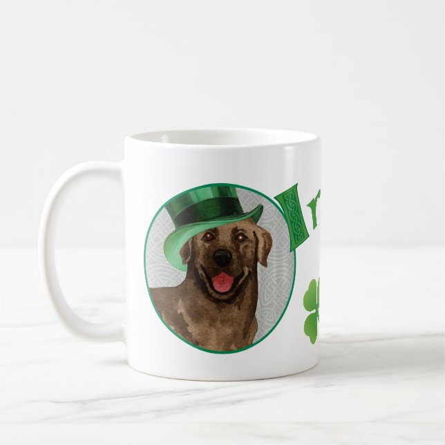St. Patrick's Day Chocolate Lab Coffee Mug (Left)