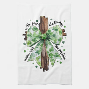 St. Patrick's Day Christian Faith Clover Shamrock Kitchen Towel