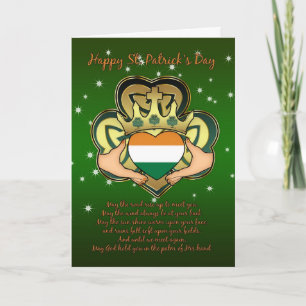 St. Patrick's Day Claddagh, Shamrock, Blessing Card