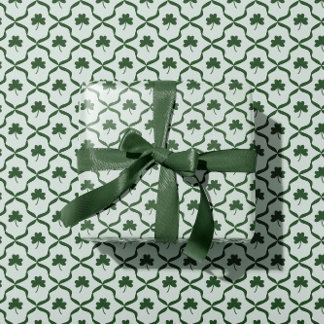 St. Patrick's Day Classic Green Shamrock Lattice Wrapping Paper