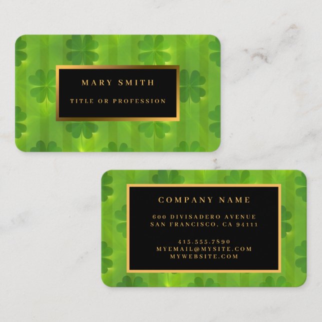 St Patrick's Day Clover 4 Lists Modern Collection Business Card (Front/Back)