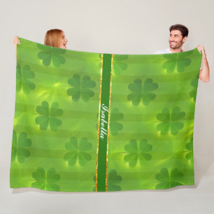St Patrick's Day Clover 4 Lists Modern Collection Fleece Blanket