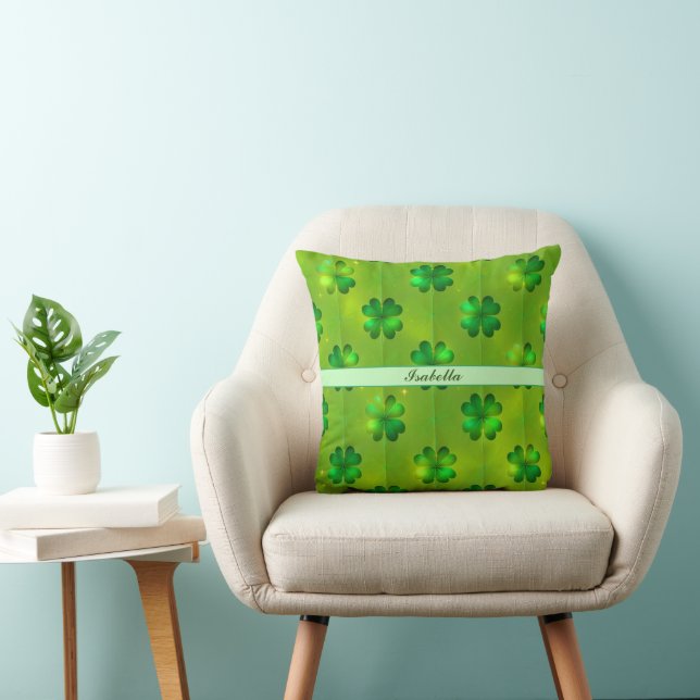 St Patrick's Day Clover 4 Lists Popular Collection Throw Pillow (Chair)