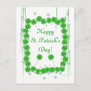 St. Patrick's Day Clover and Stars Postcard