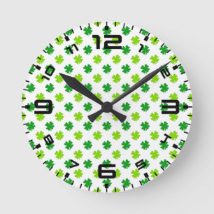 St. Patrick's Day Clover Leaves Pattern-54601 Round Clock