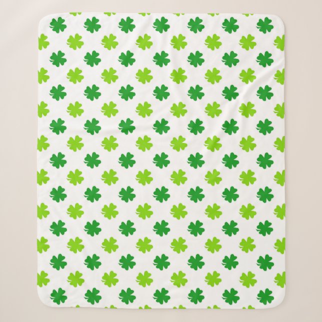 St. Patrick's Day Clover Leaves Pattern-54601 Sherpa Blanket (Front)