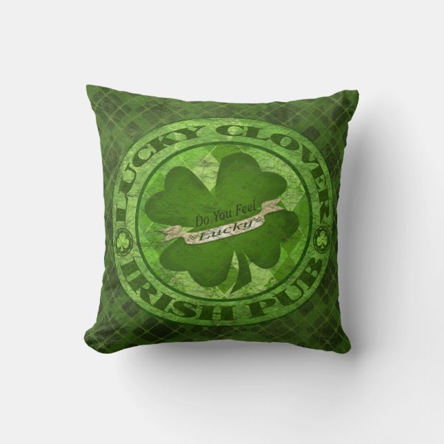 St. Patrick's Day Clover Lucky Irish Throw Pillow (Front)