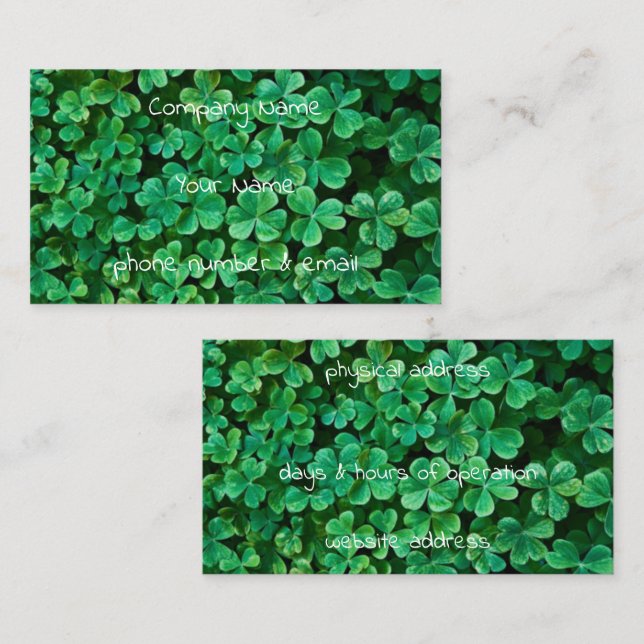 St. Patrick's Day Clover patch Business Card (Front/Back)