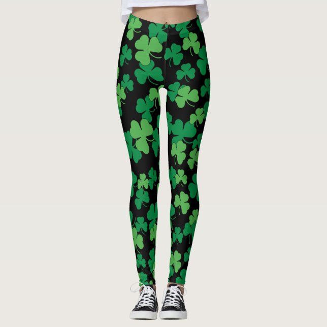 St. Patricks day clover pattern Leggings (Front)