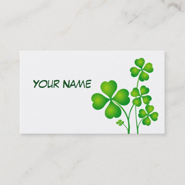St. Patrick's Day Clover / Shamrocks + your ideas Business Card (Front)
