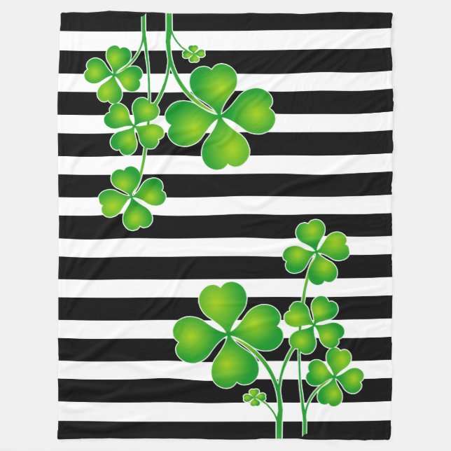 St. Patrick's Day Clover / Shamrocks + your ideas Fleece Blanket (Front)