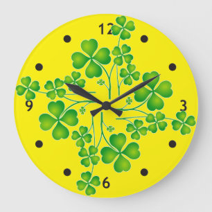 St. Patrick's Day Clover / Shamrocks + your ideas Large Clock