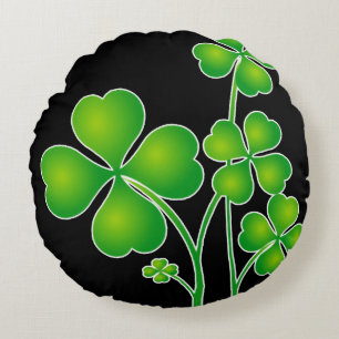 St. Patrick's Day Clover / Shamrocks + your ideas Round Pillow