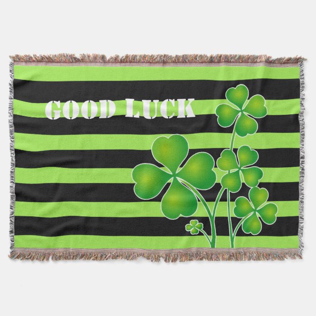 St. Patrick's Day Clover / Shamrocks + your ideas Throw Blanket (Front)