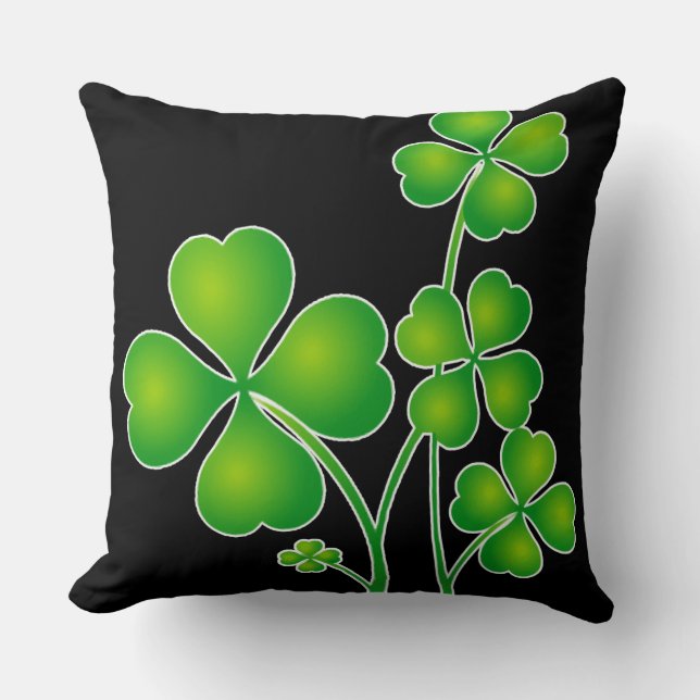 St. Patrick's Day Clover / Shamrocks + your ideas Throw Pillow (Front)