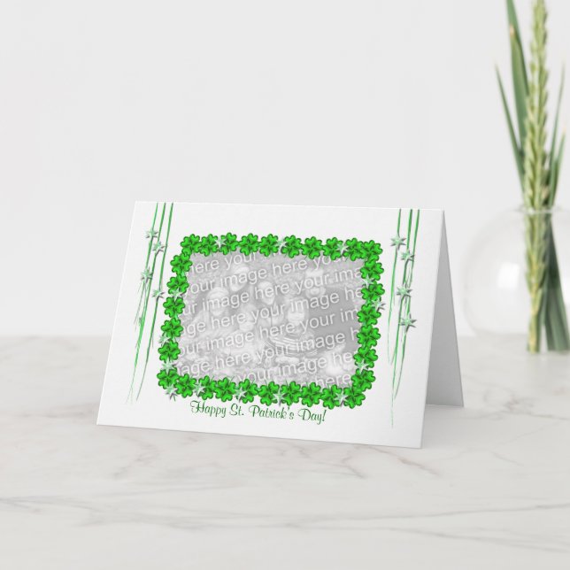 St. Patrick's Day Clover Stars Wide (photo frame) Card (Front)