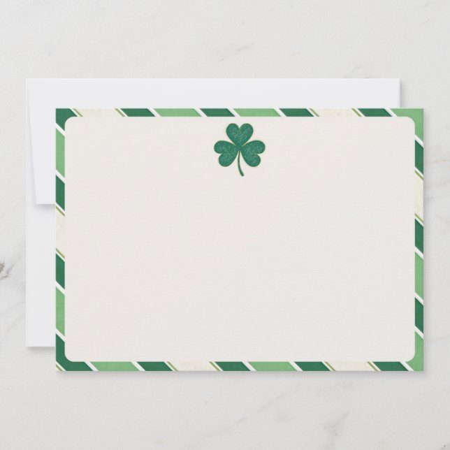 St. Patrick's Day Clover Stationery | Irish-Themed Thank You Card (Front)