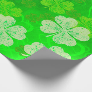 St Patrick's Day Clovers and Hearts Wrapping Paper