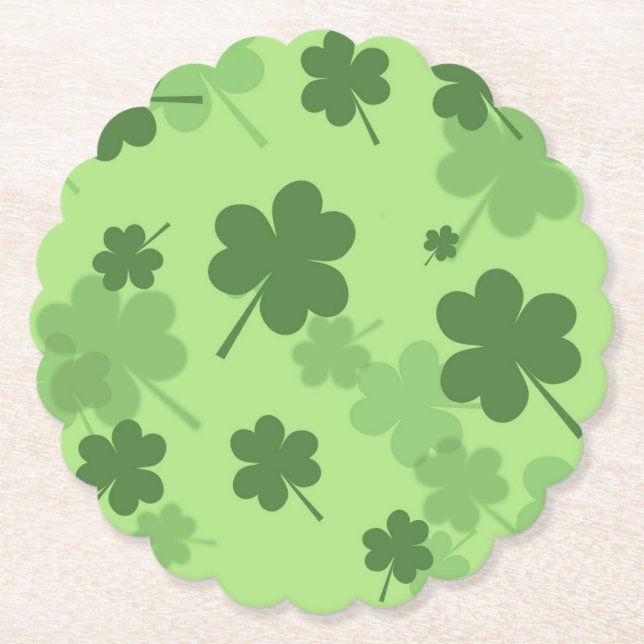St. Patrick's Day Clovers Paper Coasters (Front)