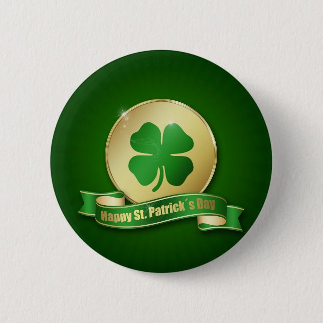 St. Patrick's Day Coin Shamrock 2 Inch Round Button (Front)