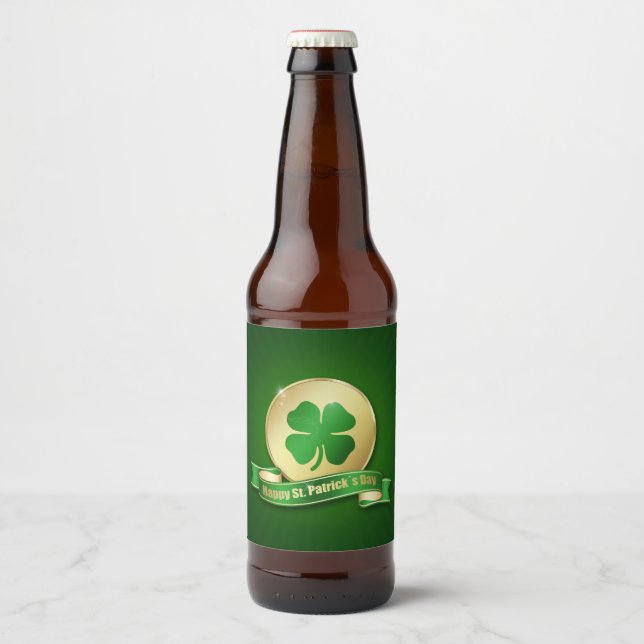 St. Patrick's Day Coin Shamrock Beer Bottle Label (Front)