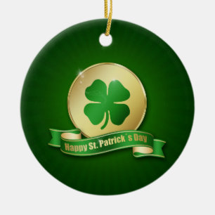 St. Patrick's Day Coin Shamrock Ceramic Ornament