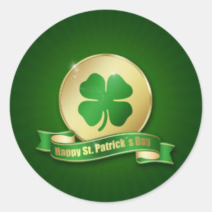 St. Patrick's Day Coin Shamrock Classic Round Sticker