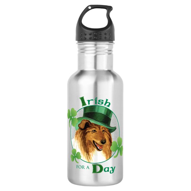 St. Patrick's Day Collie 532 Ml Water Bottle (Front)
