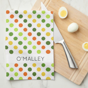 St Patricks Day Colourful Dots NAME Irish Fun Kitchen Towel