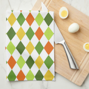 St Patricks Day Colourful Harlequin Diamonds Fun Kitchen Towel