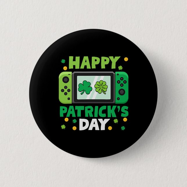 St Patricks Day Controller Video Game Kids Boy Tod 2 Inch Round Button (Front)