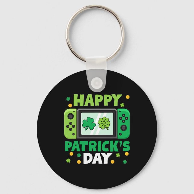 St Patricks Day Controller Video Game Kids Boy Tod Keychain (Front)