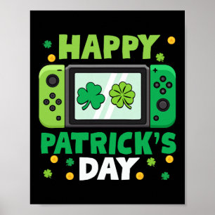 St Patricks Day Controller Video Game Kids Boy Tod Poster