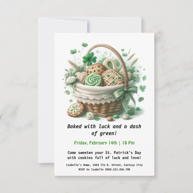 St. Patrick's Day Cookies – Sweet Luck & Love  Invitation (Front)