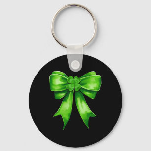 St. Patrick's Day Coquette Shamrock Irish Green Co Keychain