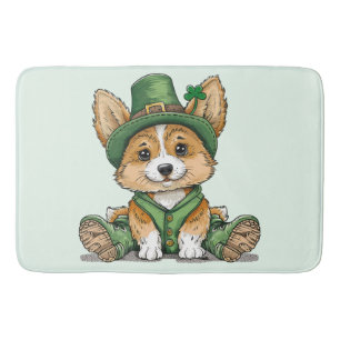 St. Patrick's Day Corgi Dog Bath Mat