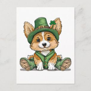St. Patrick's Day Corgi Dog Holiday Postcard