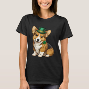 St Patrick's Day Corgi Dog Irish Shamrock Leprecha T-Shirt