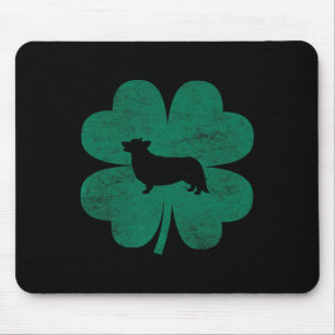 St Patricks Day Corgi Irish Green Shamrock Clover  Mouse Pad
