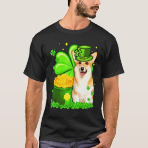 St Patricks Day Corgi Shamrock Pet Dog T-Shirt