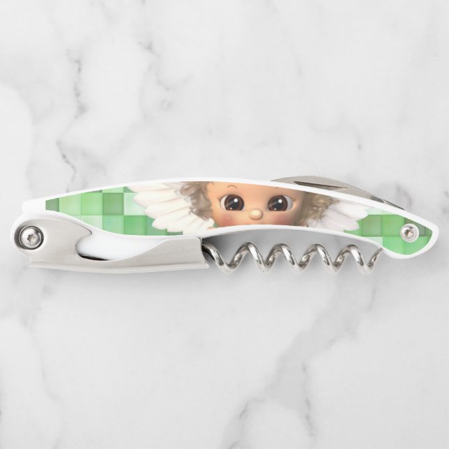 St. Patrick's Day Corkscrew Bottle Opener Angel (Front)