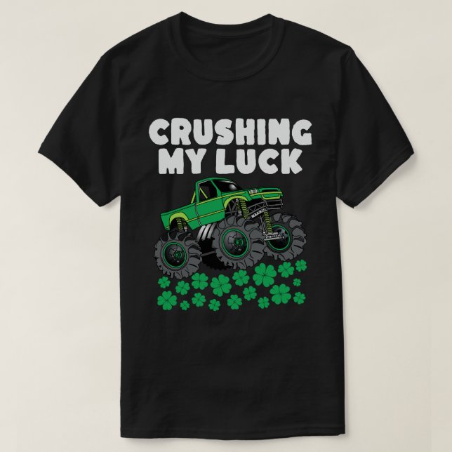 St Patricks Day Crushing My Luck T Rex Truck Kids T-Shirt (Design Front)